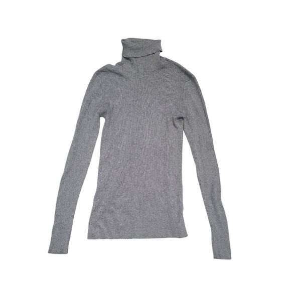 Express Women's Grey ribbed turtleneck size S preppy office career casual - Picture 2 of 10